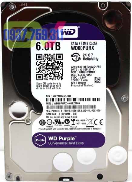 Hình ảnh của Ổ cứng Western Digital Purple 1-2-3-4TB 64MB Cache chuyên dụng camera
